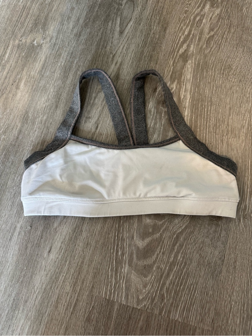 aerie White Sports Bra with Gray Trim
